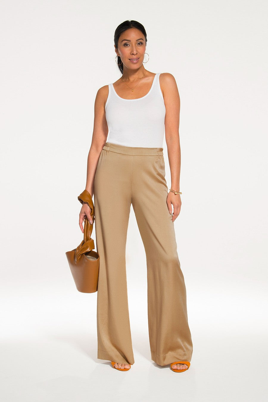 Beige Silk Pants for Women, Made in Canada, Espino Silk